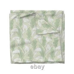 Art Nouveau Green Floral Retro Sage Jade Sateen Duvet Cover by Spoonflower