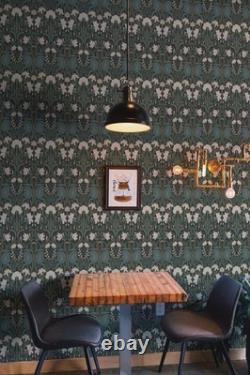 Art Nouveau Green Floral Wallpaper Peel & Stick or Paste Wall Mural Panel