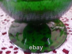 Art Nouveau Green Glass Vase with Bunches of grapes Silver Overlay 25cm tall