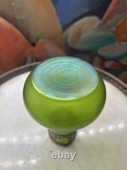 Art Nouveau Green Glass Vase with Ornate Metal Mount