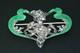 Art Nouveau Green Guilloche Enamel Sterling Silver Womans Head Pin Brooch