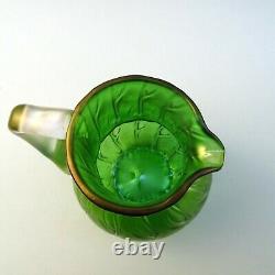 Art Nouveau Green Iridescent Glass Jug Loetz Neptun 16cm tall Antique