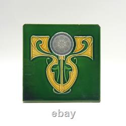 Art Nouveau Green Tile Belgium Céramiques Gilliot & Cie Hemiksem C1905 AE3