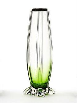 Art Nouveau Green Tinted Silver Mounted Glass Vase 1913
