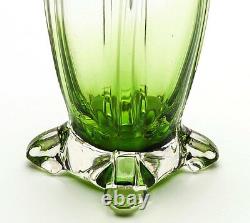 Art Nouveau Green Tinted Silver Mounted Glass Vase 1913