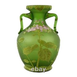 Art Nouveau Green and Enamel Floral Decorated Vase
