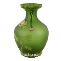 Art Nouveau Green and Enamel Floral Decorated Vase