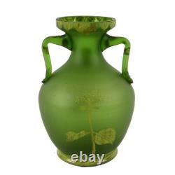 Art Nouveau Green and Enamel Floral Decorated Vase