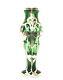 Art Nouveau Hand Blown Emerald Green Art Glass Vase With Sterling Silver Overlay