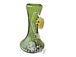 Art Nouveau Iridescent Glass Vase of Tapering Form with Applied Grapes 20cm