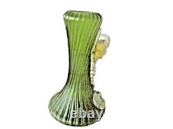 Art Nouveau Iridescent Glass Vase of Tapering Form with Applied Grapes 20cm