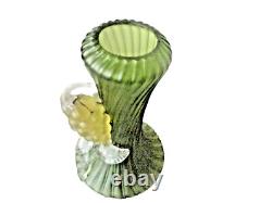 Art Nouveau Iridescent Glass Vase of Tapering Form with Applied Grapes 20cm