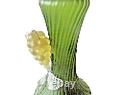 Art Nouveau Iridescent Glass Vase of Tapering Form with Applied Grapes 20cm