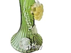 Art Nouveau Iridescent Glass Vase of Tapering Form with Applied Grapes 20cm