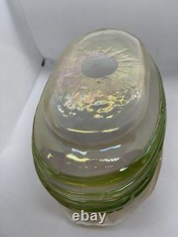 Art Nouveau Iridescent Green Trailed Glass Antique Vase