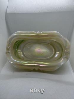 Art Nouveau Iridescent Green Trailed Glass Antique Vase