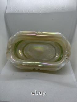 Art Nouveau Iridescent Green Trailed Glass Antique Vase