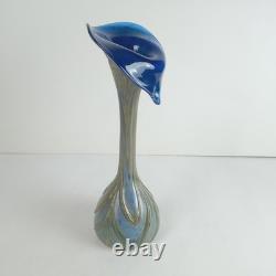 Art Nouveau Jack in the Pulpit Vase Iridescent Swirl Art Glass 11 H Czech. Sign