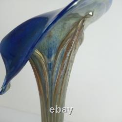 Art Nouveau Jack in the Pulpit Vase Iridescent Swirl Art Glass 11 H Czech. Sign