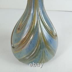 Art Nouveau Jack in the Pulpit Vase Iridescent Swirl Art Glass 11 H Czech. Sign