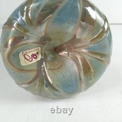 Art Nouveau Jack in the Pulpit Vase Iridescent Swirl Art Glass 11 H Czech. Sign