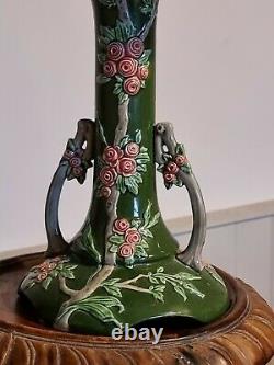 Art Nouveau Jugendstil Centrepiece Comport Antique Secessionist green floral