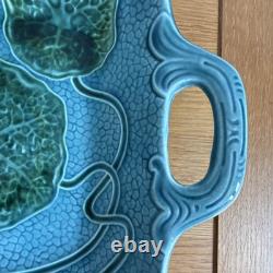 Art Nouveau Jugendstil Majolica Nasturtium Handled Platter Tray by Zell, Germany