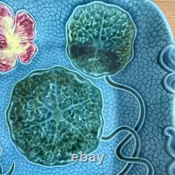 Art Nouveau Jugendstil Majolica Nasturtium Handled Platter Tray by Zell, Germany