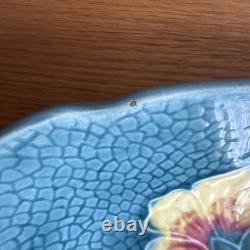 Art Nouveau Jugendstil Majolica Nasturtium Handled Platter Tray by Zell, Germany