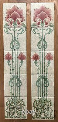 Art Nouveau Kiln Fired Fireplace Tile Set (10 Tiles) Ref 142