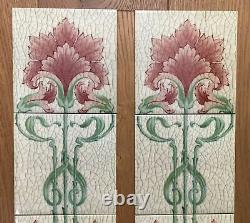 Art Nouveau Kiln Fired Fireplace Tile Set (10 Tiles) Ref 142