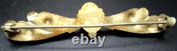 Art Nouveau Large Green Stone Cabochon Moth Butterfly Antique Pin Brooch