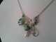 Art Nouveau Leaf Necklace With Pearls And Green Enamel Silver Jewelry New
