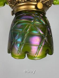 Art Nouveau Loetz Glass Iridescent Pendant Light (22333)