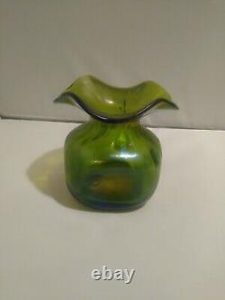 Art Nouveau Loetz Green Glass Vase