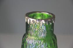 Art Nouveau Loetz Green Iridescent Art Glass Vase 11.75 H