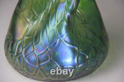 Art Nouveau Loetz Green Iridescent Art Glass Vase 11.75 H