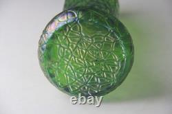 Art Nouveau Loetz Green Iridescent Art Glass Vase 11.75 H