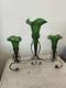 Art Nouveau Loetz Iridescent Glass Epergne, Green Epergne's Epns Stand V Large