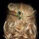 Art Nouveau Long Floral Hair Comb Green Jade Pearl Qd12