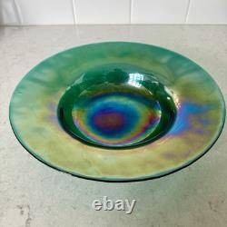 Art Nouveau Luster Glass Bowl Iridescent Green Purple Peacock WMF, Germany 1900s