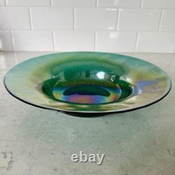 Art Nouveau Luster Glass Bowl Iridescent Green Purple Peacock WMF, Germany 1900s