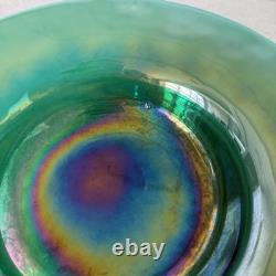 Art Nouveau Luster Glass Bowl Iridescent Green Purple Peacock WMF, Germany 1900s