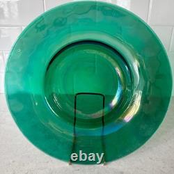 Art Nouveau Luster Glass Bowl Iridescent Green Purple Peacock WMF, Germany 1900s