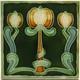 Art Nouveau Majolica Tile Green Triple Tulips Henry Richards Tile Co C1905 Ae3