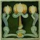 Art Nouveau Majolica Tile Green Triple Tulips Henry Richards Tile Co C1905 Ae5