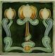 Art Nouveau Majolica Tile Green Triple Tulips Henry Richards Tile Co C1905 Ae6