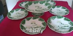 Art Nouveau Majolica plates + compote lilly villeroy and boch German Rare set