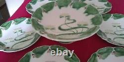 Art Nouveau Majolica plates + compote lilly villeroy and boch German Rare set