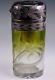 Art Nouveau Moser Green Clear Intalgio Cut Floral Atomizer Perfume Bottle -as Is